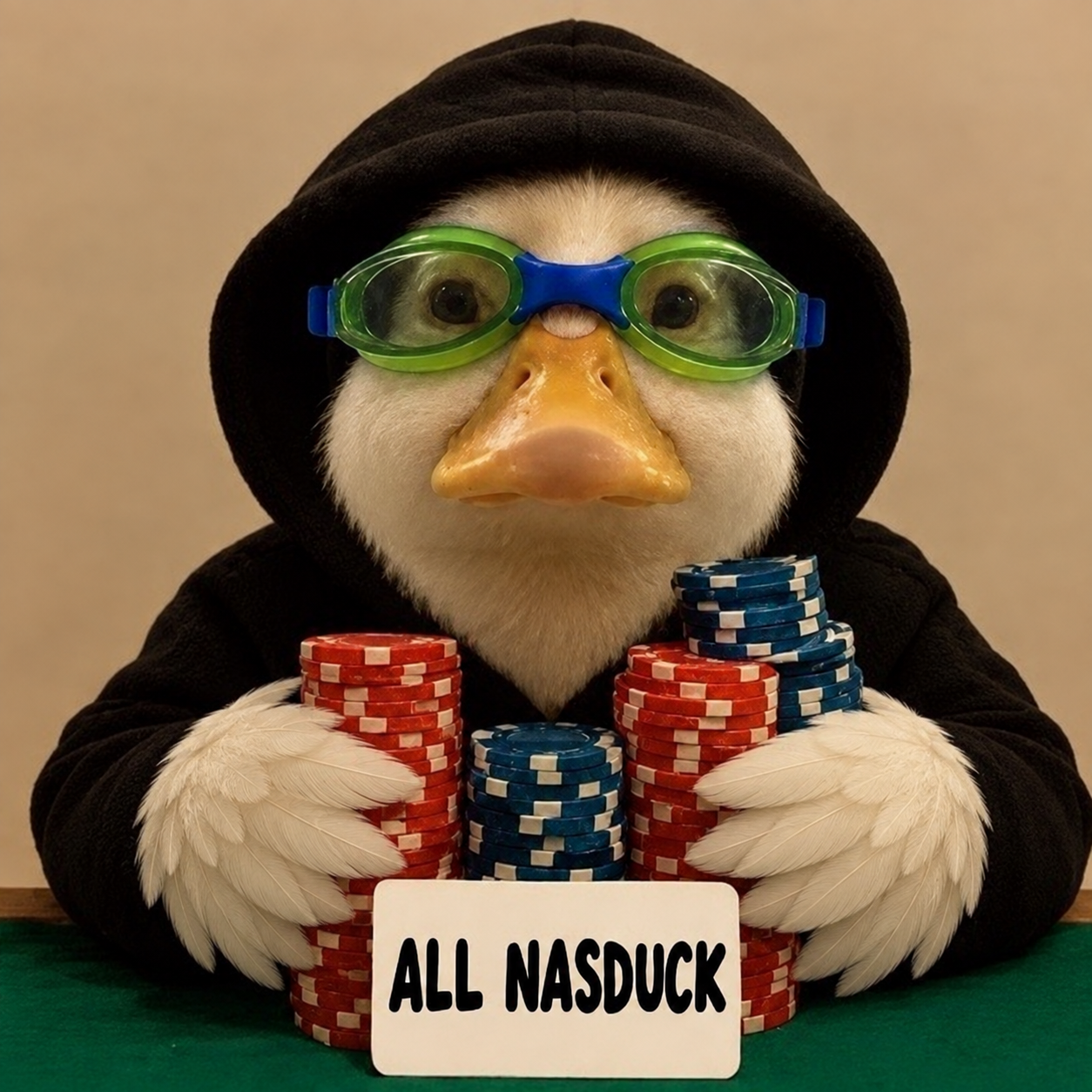 All Nasduck at a poker table